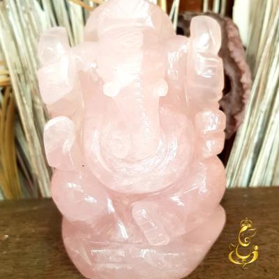 Statue Ganesh Quartz Rose